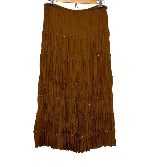 Vintage Brown Maxi Skirt Boho Gypsy Hippie Nature Forest Fairy Granola Medium - Picture 3 of 9
